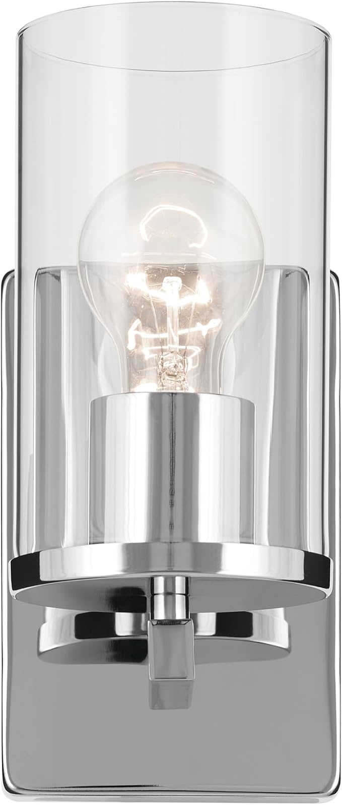 Kichler Crosby 4.5" 1-Light Wall Sconce Bathroom Light Fixture with Clear Glass in Chrome for Bathroom, Powder Room, Hallway, Kitchen, Bedroom (4.5" x 9.25"), 45495CHCLR