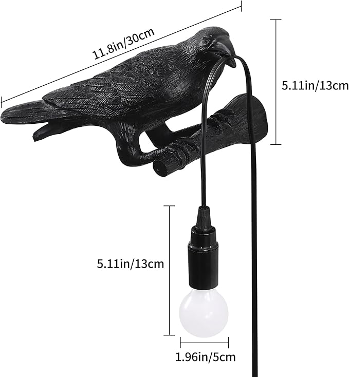 Raven Table Lamp, Gothic Crow Lamp, Adjustable Birds Table Light, Wall Sconce Lamp Light for Bedroom Living Room, Lifelike Resin Raven Decoration, Modern Table Lamps Brithday GIF