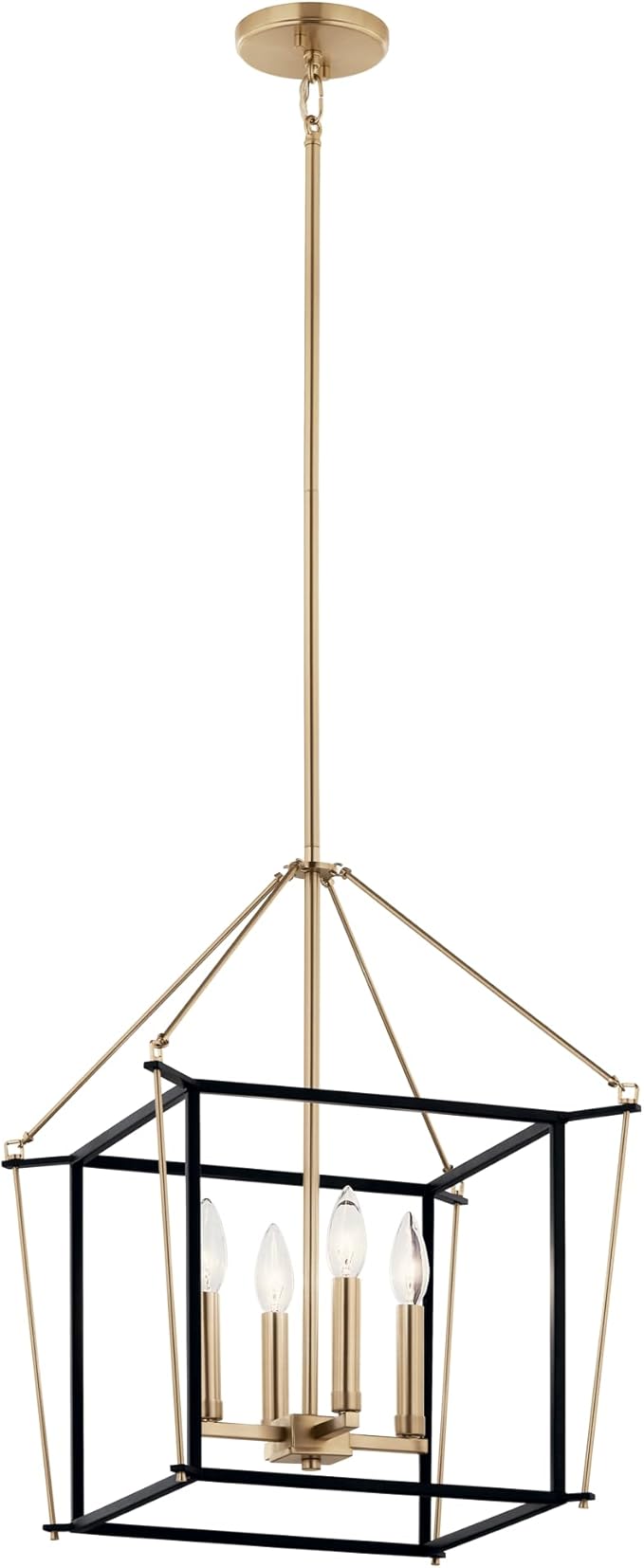 Kichler Eisley 4-Light Foyer Pendant, Soft Modern Light in Champagne Bronze and Black, Sloped Ceiling Compatible, for Hallway, Laundry or Mud Room, Kitchen or Bar (21.25" x 16" x 16"), 52626CPZ
