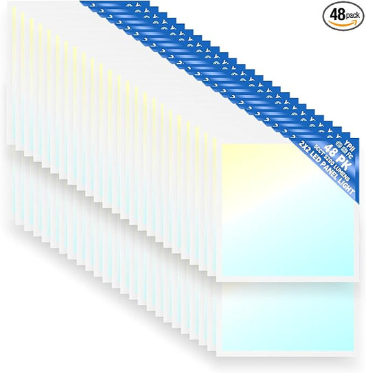 48Pack 2x2LED Flat Panel Light LED Drop Ceiling Light Fixture, 5 CCT 3000K-6500K Adjustable & 5 Wattage 20-40W Selectable Recessed Back-Lit Fixture for Office, ETL Listed
