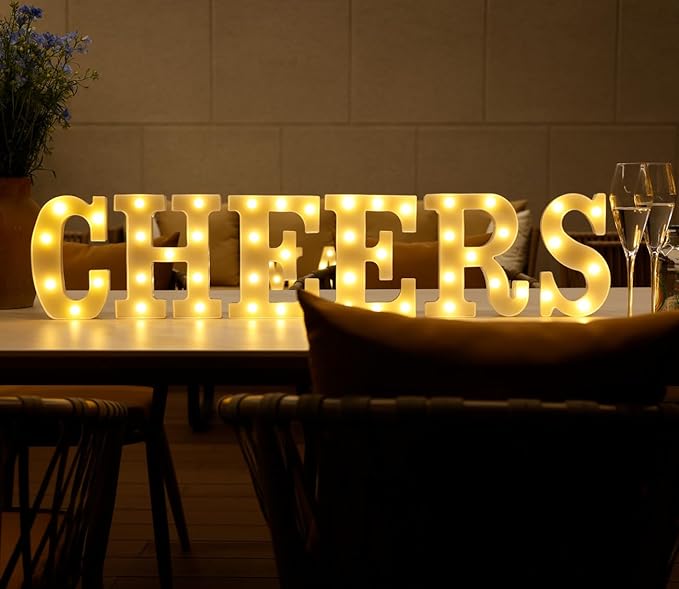 DyingSwan Small Led Marquee Letters, Light Up Letters, 8.58 Inch Led Letter Lights, Battery Powered Lighted Sign for Table, Party, Birthday, Christmas Decor (Letter R)