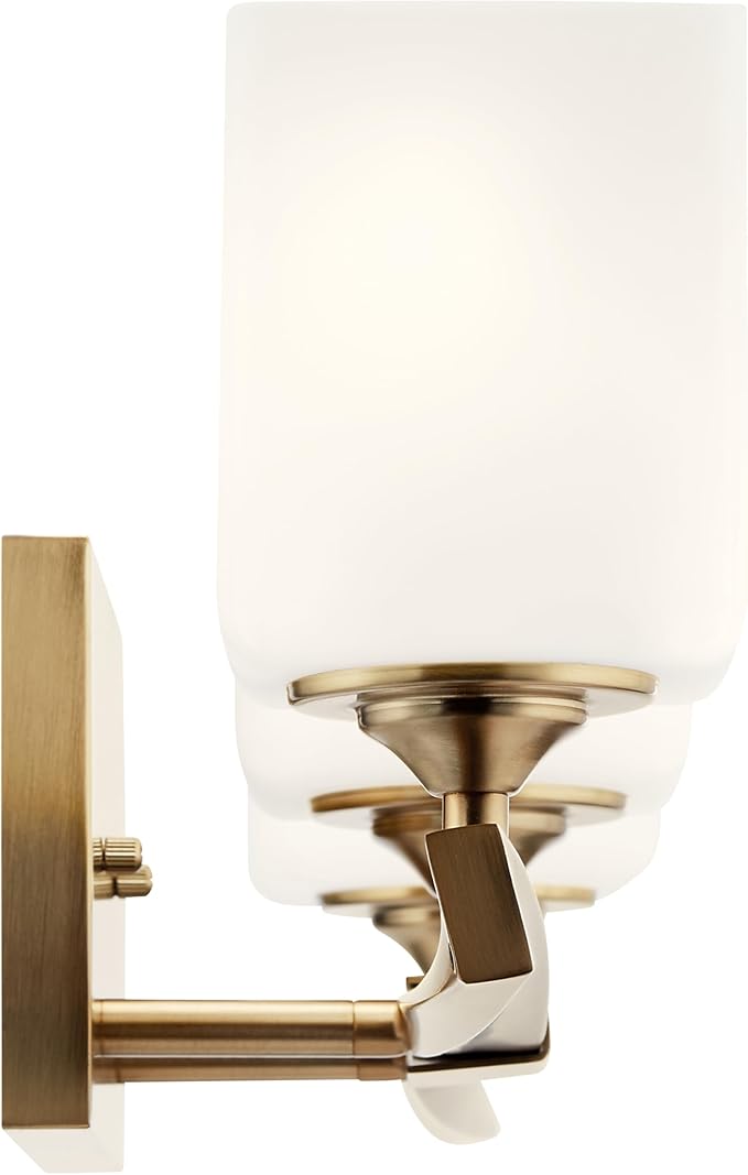 Kichler Marette 23" 3-Light Bathroom Vanity Light Fixture with Satin Etched Cased Opal Glass in Champagne Bronze for Bathroom and Powder Room (23" x 8.25" x 6"), 55002CPZ