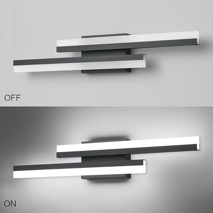 PRESDE 24 Inch LED Bathroom Vanity Light Bar, Modern Black Wall Lighting Fixture Over Mirror 5CCT