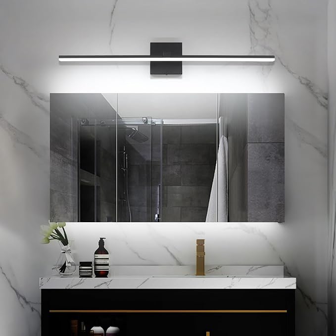 ZUZITO Black Bathroom Light Fixtures Modern Vanity Lights for Bathroom 24in LED Bath Lights Bar 5CCT Dimmable