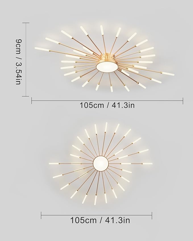 Ceiling Light Modern LED Ceiling Lamps,Flower Shape Ceiling Lights,Flush Mount Chandelier,Metal Acrylic Ceiling Lamps,Living Room Light Fixtures Ceiling for Bedroom,Dining Room(Gold,28+1 Heads)