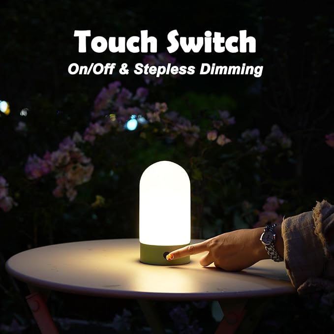 WEILAILUX Battery Operated Shower Lamp Waterproof, Small Portable Cordless Table Lamp Rechargeable, Touch Dimmable Mood Light for Home/Patio/Dining/Outdoor (Black)