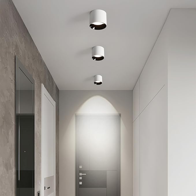 Flush Mount LED Ceiling Light Fixture, 20W Dimmable & 3000K/4000K/6000K Adjustable Ceiling Lights, Modern Close to Ceiling Lamps for Closet Hallway Kitchen Entryway Living Room, 4.7Inch, White, 3 Pack