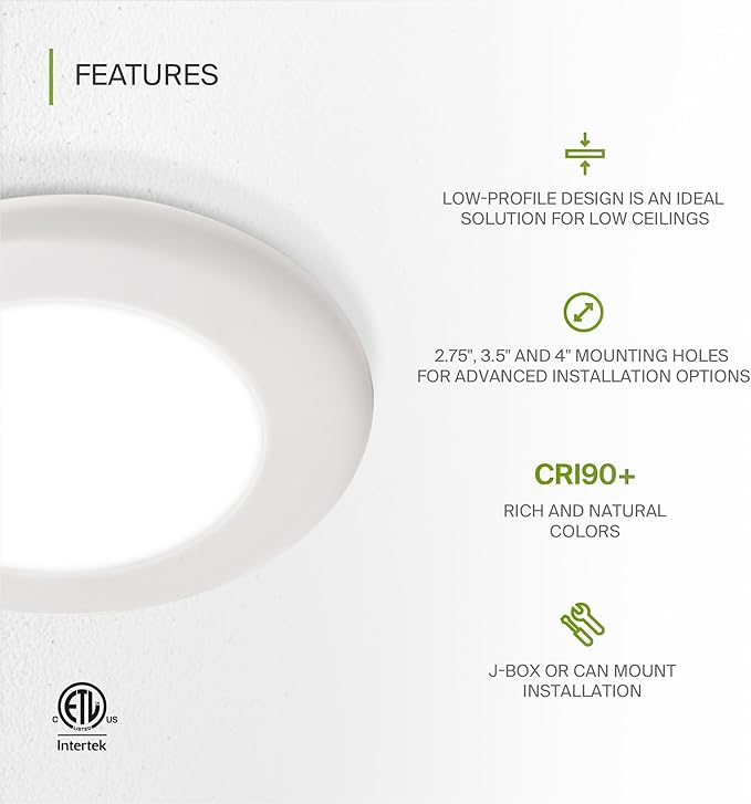 ASD 12 Pack LED Disk Lights 4 Inch, 10W 4000K Cool White 650LM CRI90+, Dimmable Flush Mount Ceiling Light Fixture, Low Profile Surface Mount Disc, Junction Box or Recessed Can Install, ETL