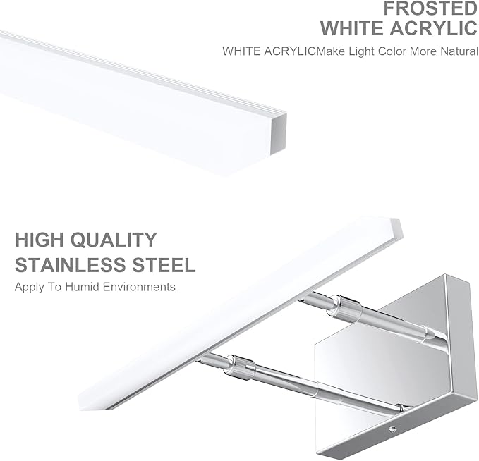 Aipsun 15.7 inch LED Vanity Lights Adjustable Bathroom Wall Light Bathroom Lighting Fixture Over Mirror Chrome Modern Vanity Lighting 5500K