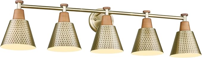 FEMILA Bathroom Light Fixtures, Modern Bathroom Vanity Light with Hammered Metal Shade, Sconces Wall Lighting for Mirror Kitchen Bedroom, Gold, 37"