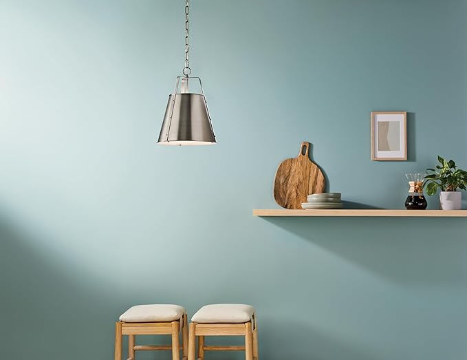 Kichler Etcher 1-Light Pendant, Updated Traditional Light with Etched Painted White Glass Diffuser in Classic Pewter, for Kitchen or Dining Room (17" x 13"), 52710CLP