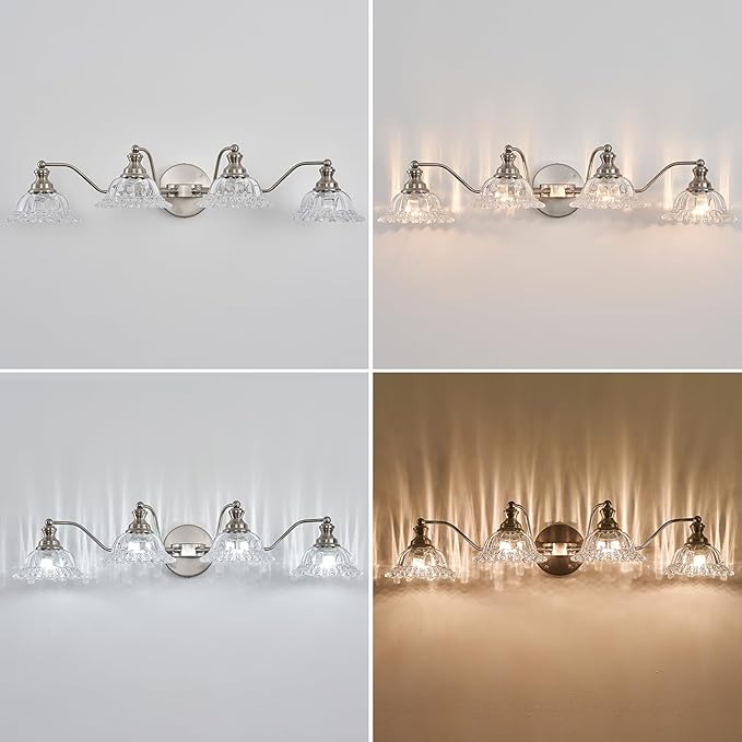 XIEDUN Brushed Nickel 4 Light Vanity Light