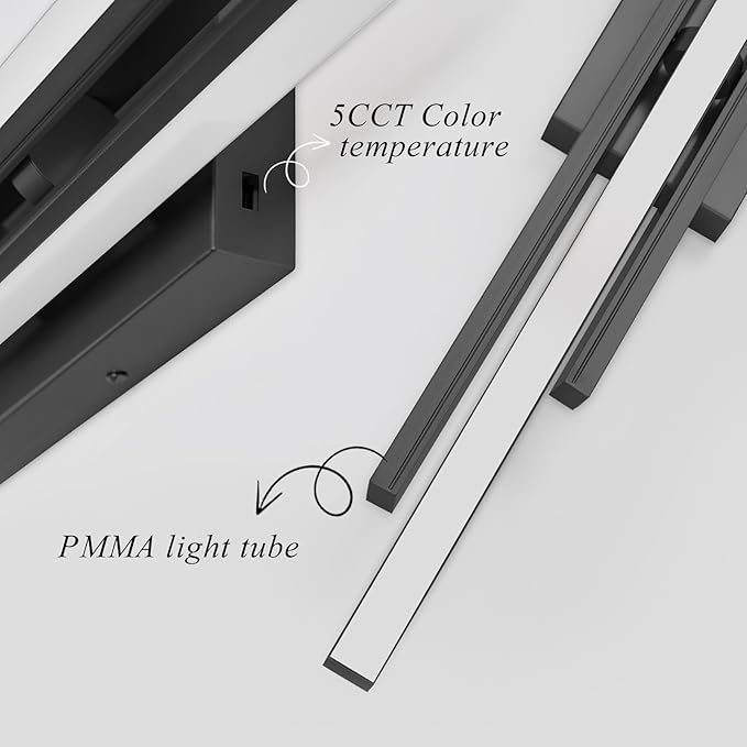 Black Vanity Light, 35" Modern LED Wall Light Long Wall Lamp for Bathroom Over Mirror Dimmable Hardwired Wall Mount Lighting Over Vanity Indoor 5CCT(3000K/3800K/4500K/5200K/6000K)