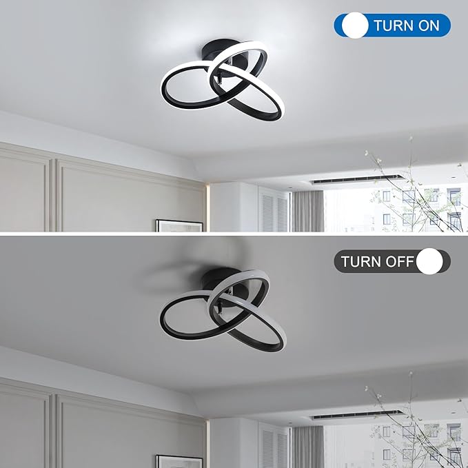 DELIPOP Ceiling Light Fixture, 22W 6500K Semi Flush Mount Hallway Light Fixtures Ceiling Lamps, Acrylic Modern LED Ceiling Light for Corridor Bedroom Kitchen Bathroom Balcony Living Room