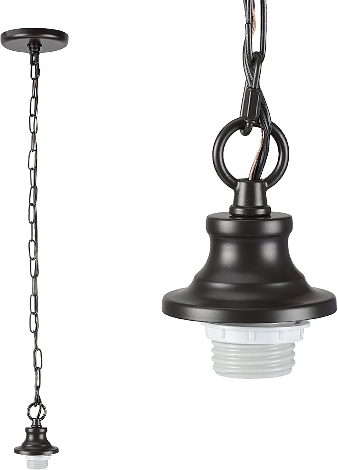 Aspen Creative 21052-11, Indoor Pendant Light Kit, 6' SPT-1 Black Wire / 5' Steel Chain. Socket Cup: 3-1/8" W x 1-5/8" H Suitable: 11-1/2" D. to 16" D. Pendant Shade. Oil Rubbed Bronze.1 Pack