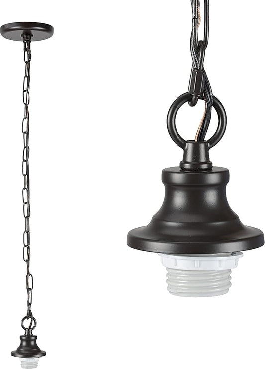 Aspen Creative 21052-11, Indoor Pendant Light Kit, 6' SPT-1 Black Wire / 5' Steel Chain. Socket Cup: 3-1/8" W x 1-5/8" H Suitable: 11-1/2" D. to 16" D. Pendant Shade. Oil Rubbed Bronze.1 Pack