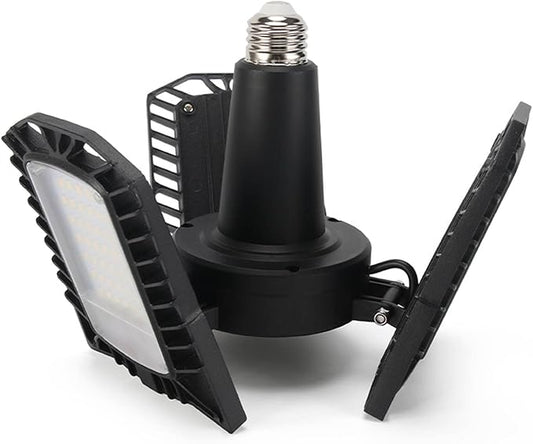 UL Certified LED Garage Lights Ceiling Lights, 6500 Lumens, E26/E27 Adjustable Ceiling LED Lights, 60W, Ultra Bright 5000K Natural Daylight White, Deformable Trilights, Adjustable Panel