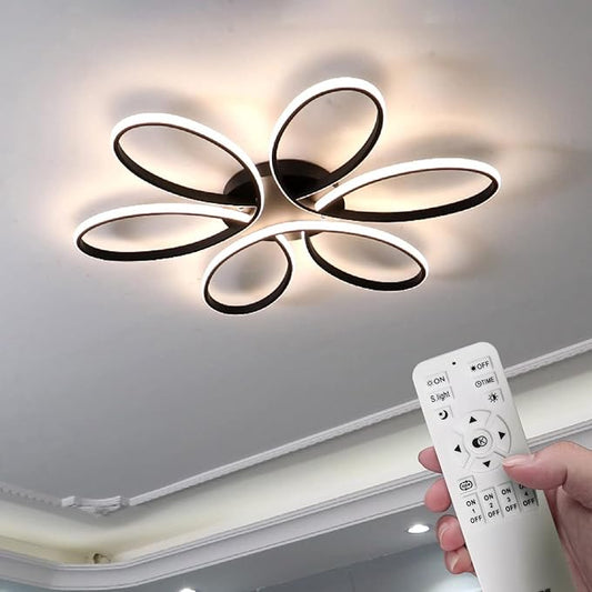 Modern LED Ceiling Light, 35 inch 110W, Dimmable Chandelier with Remote/APP Control for Living Room, Dining Room, Bedroom, Kitchen & Home Lighting