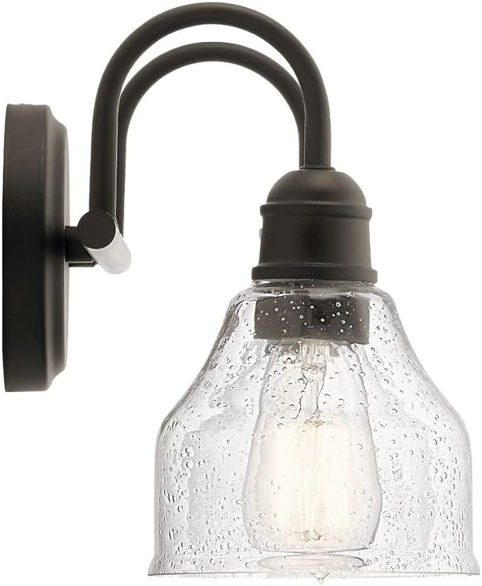 Kichler 2-Light Bathroom Vanity Light Fixture with Satin Etched Glass, Traditional Style Bath Light in Tannery Bronze for Over Mirror (12.25" x 8" x 8"), 5336TZS