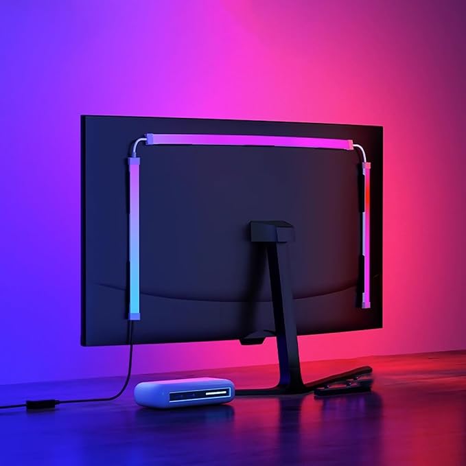 G100 LED Monitor Backlights for PC & Mac, LED Strip Lights that Sync with Screen Color or Music, Computer Light Bar Behind Monitor, LEDs for Desk Gaming, USB Port, Software Control, 27 in