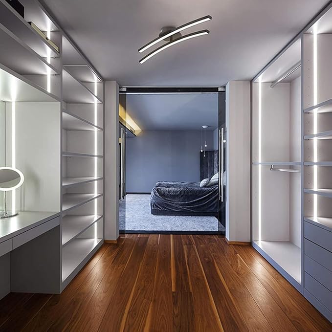 Modern Black and White Ceiling Light Fixture, Warm White LED Close to Ceiling Lamp for Bedroom and Living Room, Minimalist Hanging Lamp for Hallway and Corridor Lighting