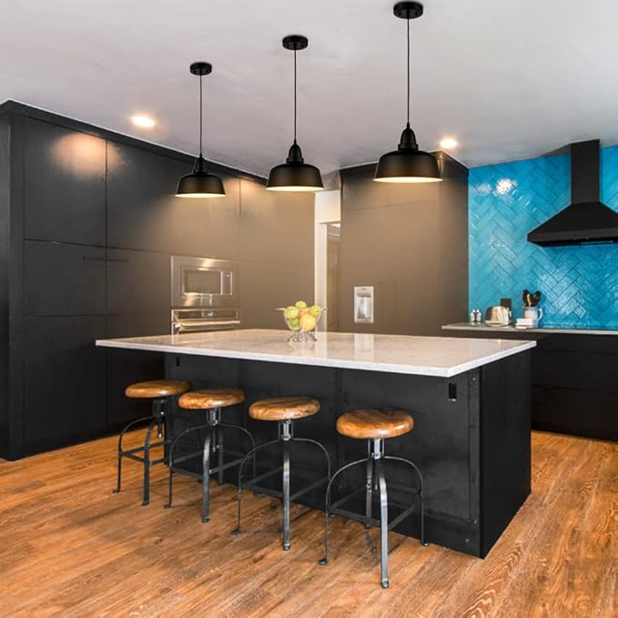 Matte Black Pendant Light 3 Pack Industrial Pendant Lighting for Kitchen Island