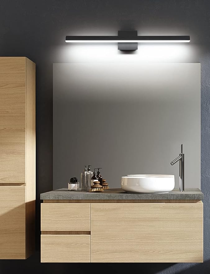 Joossnwell Modern Vanity Light Fixtures Matte Black Aluminum Bar Lighting for Bathroom Lights Over Mirror 31.5" inch LED Wall Lamp Sconce 20W 6000K