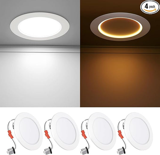 Ensenior 4 Pack 4 Inch 5CCT LED Can Lights with Night Light, Retrofit Led Recessed Lighting, Dimmable, 7W 120V, 700LM, IC Rated - FCC