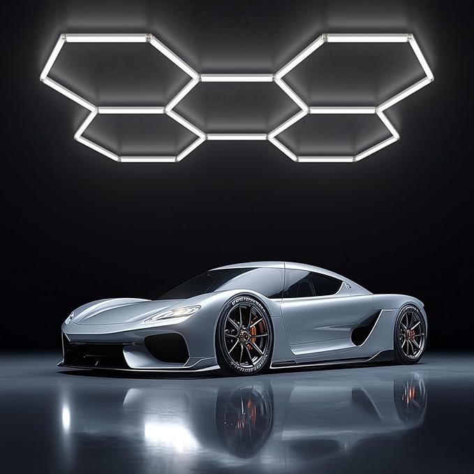 Hexagon Garage Lights LED Garage Light - Easy Install 156W 6500K Super Bright Honeycomb Light for Workshop Warehouse Car Detailing Shop Exhibition Hall Gym (5 Pack )