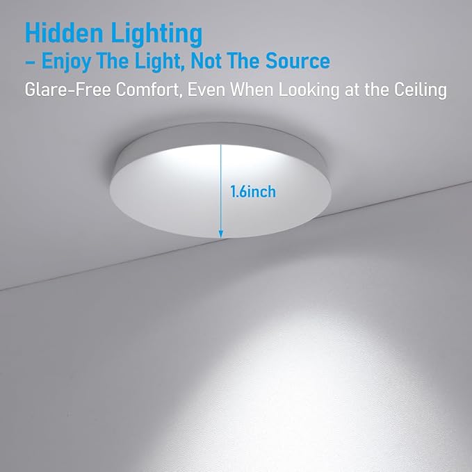 TORCHSTAR 5CCT Trimless 3 Inch LED Recessed Light, 12W Canless Dimmable LED Downlights with J-Box, Anti-Glare Semi-Recessed Downlight, 2700K/3000K/4000K/4500K/6500K Selectable, CRI 90, Pack of 2