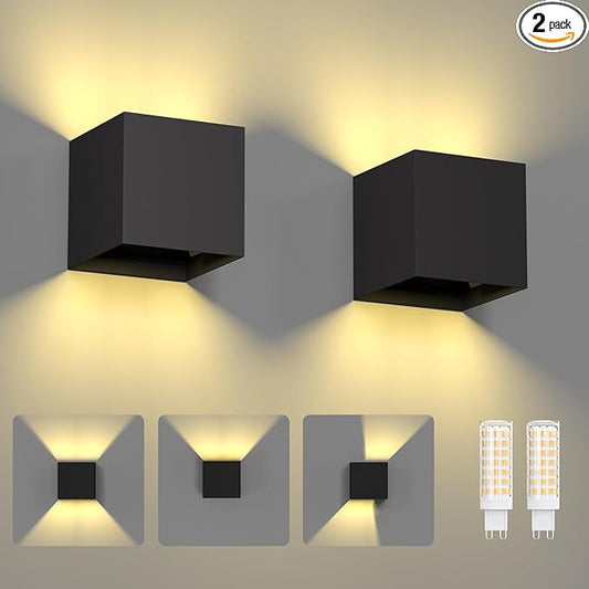 ChangM Sconces Wall Lighting 10W, Blade Angle Adjustment, IP65 Waterproof LED Modern Lighting Suitable for Indoor and Outdoor, Replaceable G9 LED Bulb, Warm White 3000K, 2 Pack