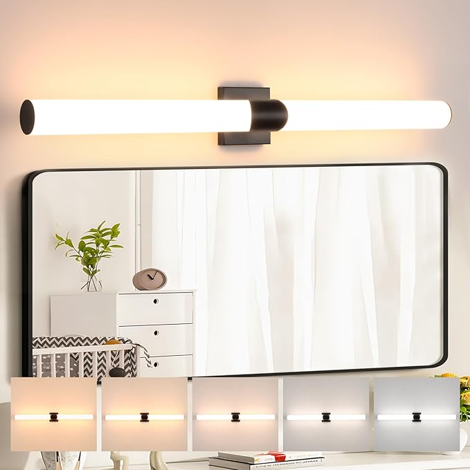 Modern Wall Sconce 39 Ihch Black Bathroom Sconces LED Wall Lighting Fixtures with Acrylic Shade Hardwired Long Vanity Lights Over Mirror for Bedroom Living Room Hallway