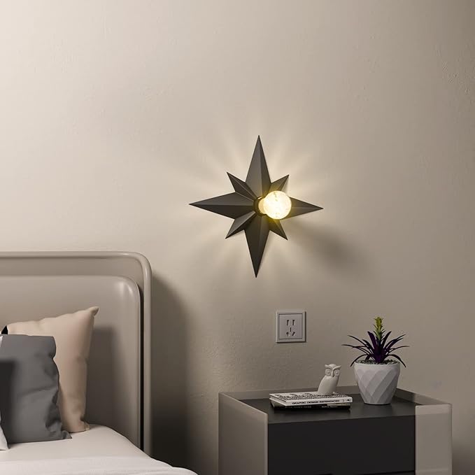 2 Pack Black Flush Mount Ceiling Light - 11.8 inch Star Lights Fixture Hallway Lighting Fixtures Ceiling Flush Mount Light Fixture for Kitchen Bathroom Bedroom Laundry Room (Bulb not included)