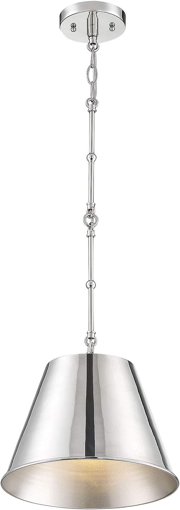 Savoy House 7-132-1-109 Alden Traditional Metal Pendant, 1-Light 60 Watt, 9" H x 12" W, Polished Nickel