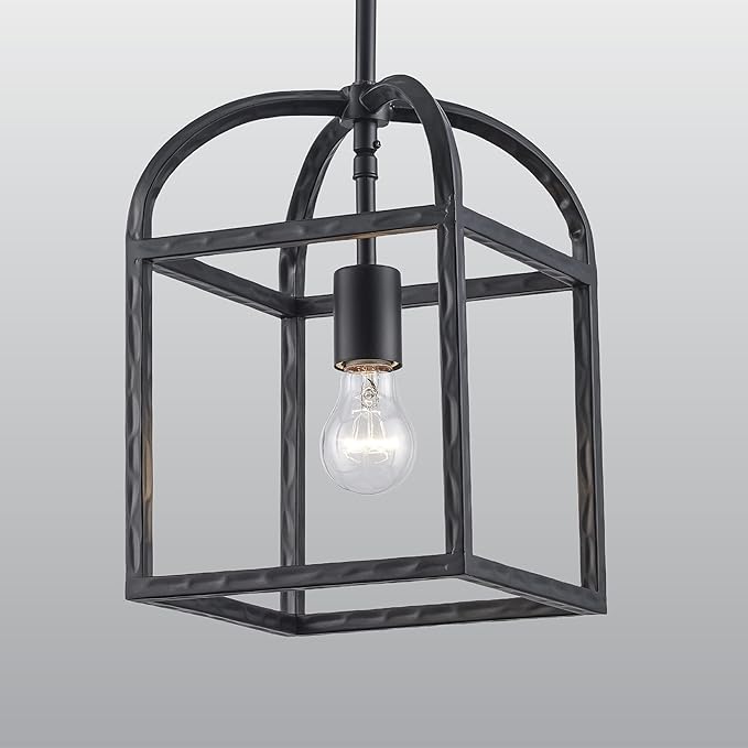 Asher Hamilton AHP-208BK Montclair 7.87 Inch Pendant Light | Adjustable 11.81 to 50.51 Inch Height | E26 Medium Base | Dry Rated for Indoor Use Only | Black Finish