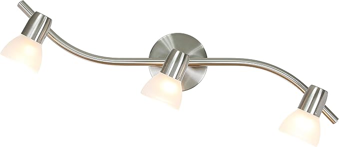 XiNBEi Lighting Track Light, 3 Light Kitchen Track Lighting, Modern S-Shaped Ceiling Track Light Bar Brushed Nickel Finish XB-TR1223-3-BN