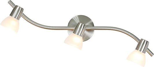 XiNBEi Lighting Track Light, 3 Light Kitchen Track Lighting, Modern S-Shaped Ceiling Track Light Bar Brushed Nickel Finish XB-TR1223-3-BN