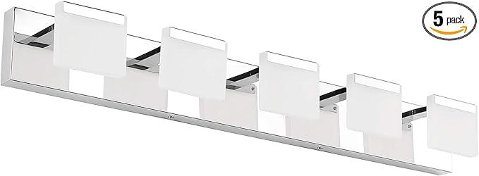 Ralbay LED Modern Bathroom Vanity Lights 5 Lights Acrylic Stainless Steel Bathroom Wall Light Fixture