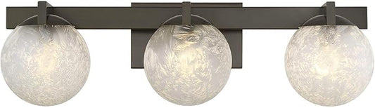 Savoy House 8-1017-3-15 Darien Contemporary Ice Glass Bathroom Vanity Wall Light, 3-Light 180 Total Watts, 7" H x 25" W, Mediterranean Bronze