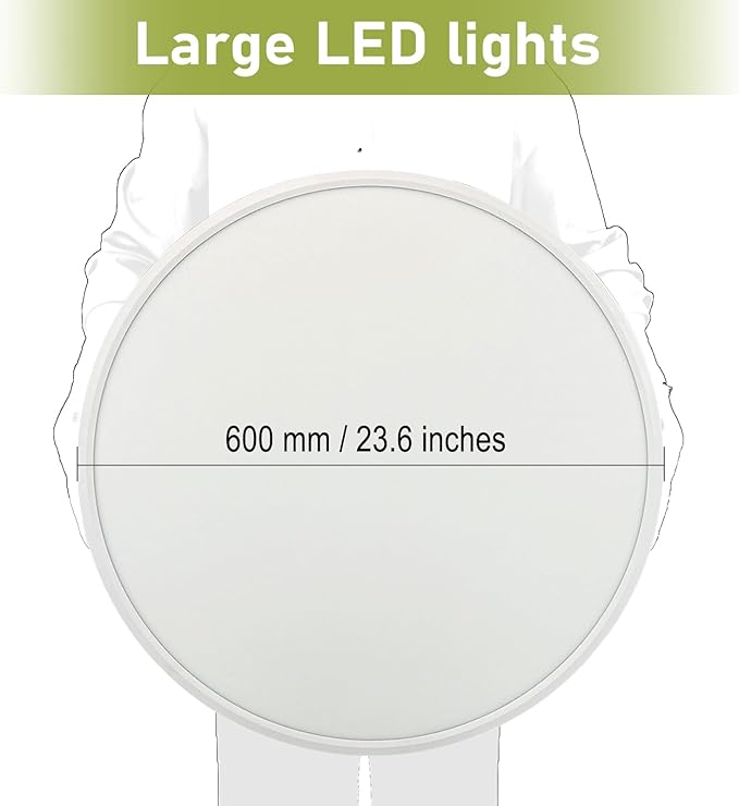 23.7 Inch Large LED Flush Mount Ceiling Light Fixtures- Dimmable & 3 CCT Modes(3000/4000/6000K), 50W 5000LM, Ultra-Thin Low Profile Ceiling Light for Living Room, Kitchen, Office, White