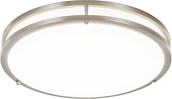 DLLT Flush Mount LED Ceiling Light: 16 Inch 5CCT (3000K-6000K) & Dimmable Ceiling Light Fixtures for Bedroom Hallway - 36W Modern Brushed Nickel Super Bright Kitchen Lighting Fixtures Ceiling