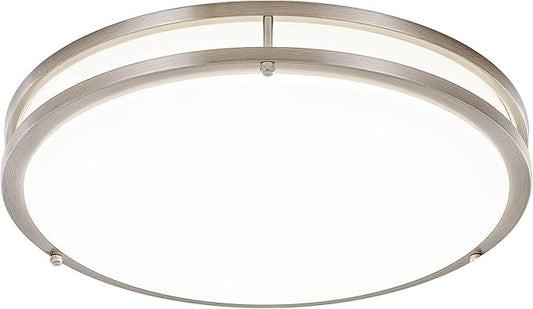 DLLT Flush Mount LED Ceiling Light: 16 Inch 5CCT (3000K-6000K) & Dimmable Ceiling Light Fixtures for Bedroom Hallway - 36W Modern Brushed Nickel Super Bright Kitchen Lighting Fixtures Ceiling