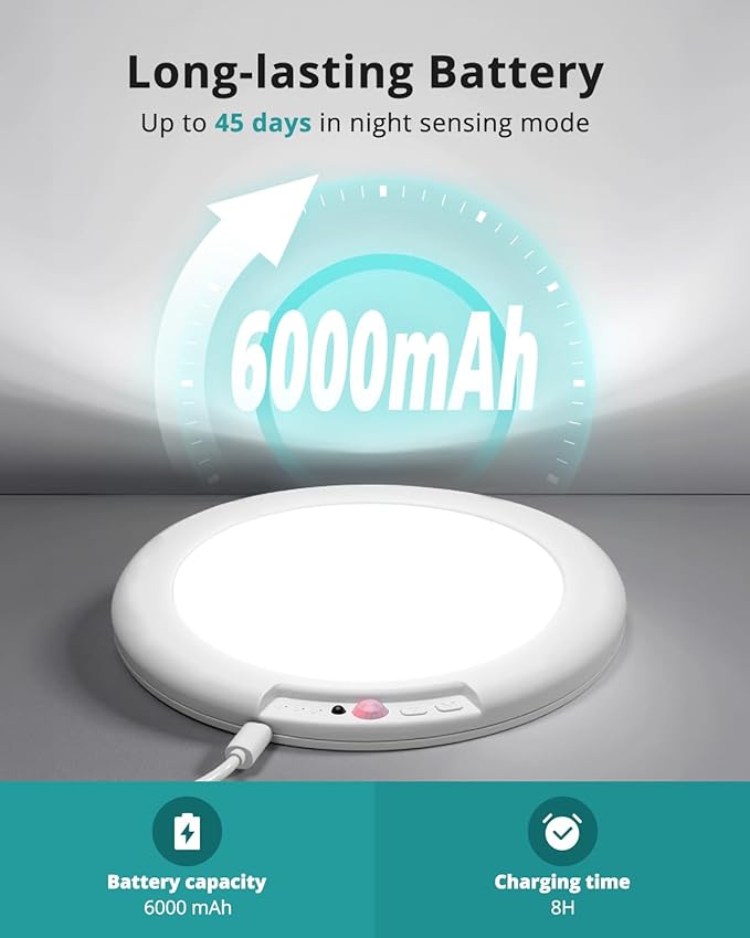 wowatt 6Pcs Battery Operated Ceiling Lights Rechargeable Motion Sensor Light Indoor Wireless Shower Light with Remote 3000K 4500K 6500K 7.48in Dimmable Timing Motion Activated Lamp for Closet Shower