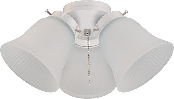 Westinghouse 77847 3LGT WHT Fros 3 Frosted Ribbed Glass Ceiling Fan Light Kit, No Size, WHITE