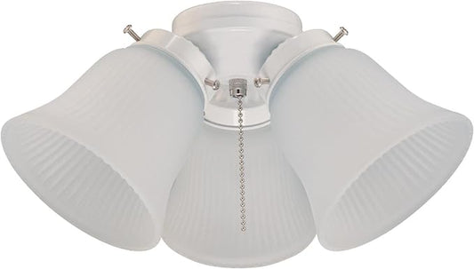 Westinghouse 77847 3LGT WHT Fros 3 Frosted Ribbed Glass Ceiling Fan Light Kit, No Size, WHITE