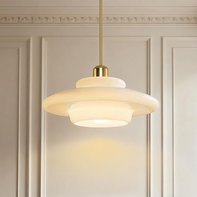 Pendant Lights Kitchen Island: Mid-Century Modern Hanging Light Fixture Entryway - Glass Pendant Lamp Dining Room (Golden Rod)