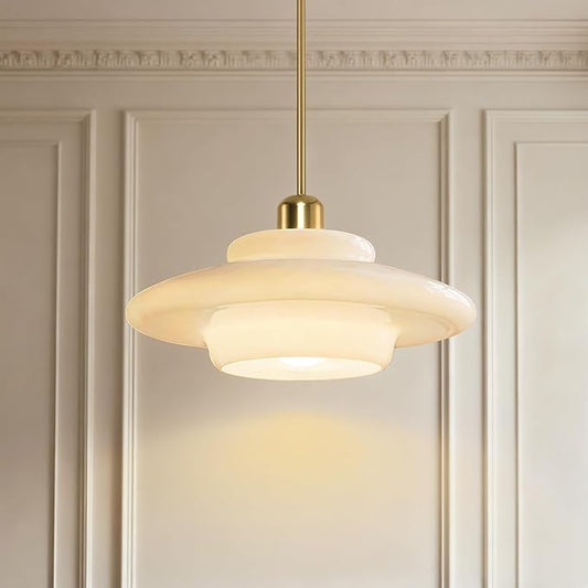 Pendant Lights Kitchen Island: Mid-Century Modern Hanging Light Fixture Entryway - Glass Pendant Lamp Dining Room (Golden Rod)