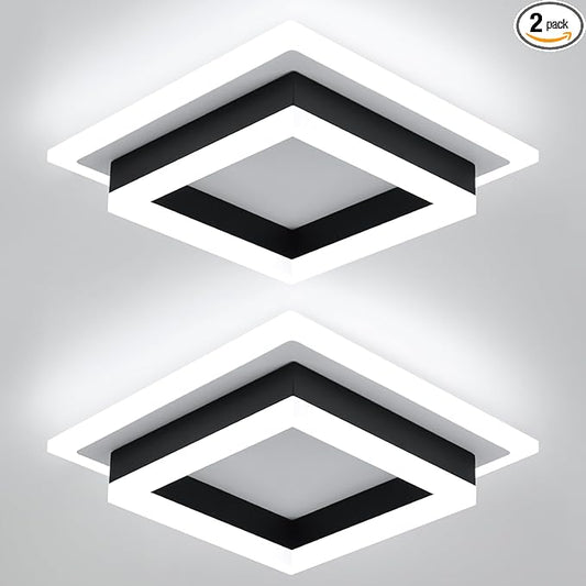 32W Modern LED Ceiling Light, Small Flush Mount Light Fixture, Kitchen Ceiling Light Fixture, Square Hallway Lighting Fixtures for Living Room Bedroom Bathroom Kitchen (2 Pack)