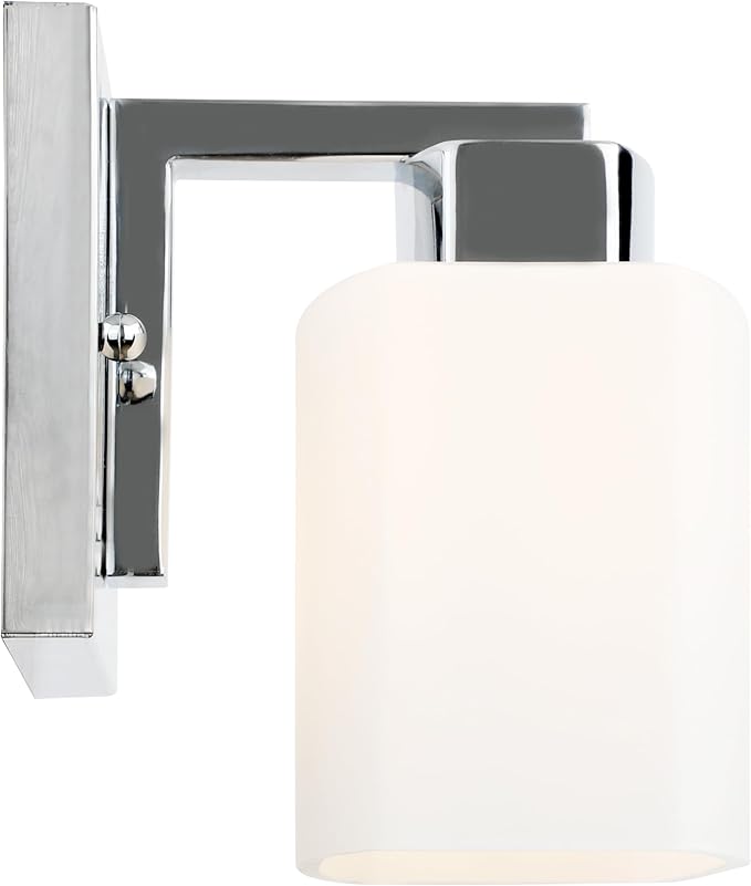 Design House Dove Creek Wall Light Sconce – Dimmable with Frosted Glass for Hallway, Bathroom, Foyer, Bedroom – Polished Chrome – Design House, 589663