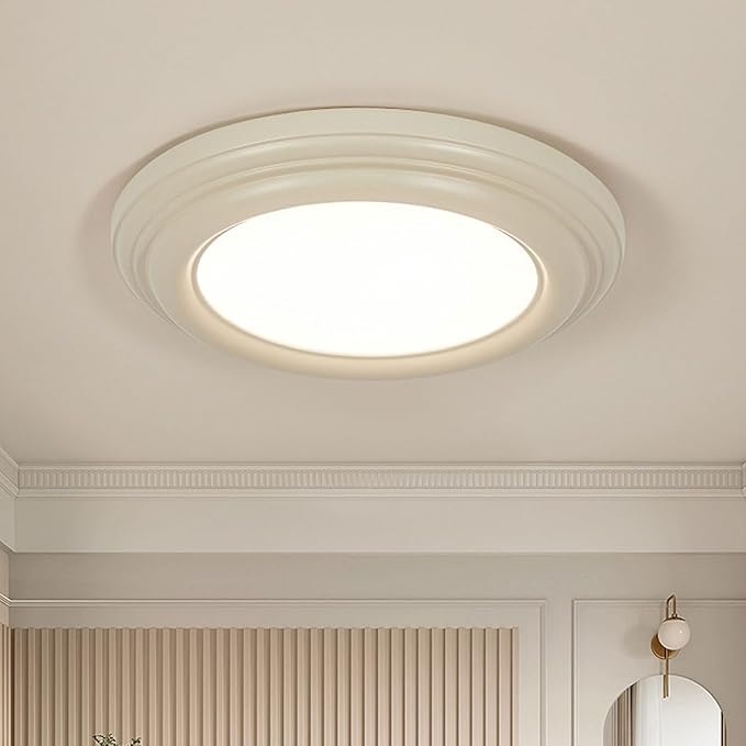 French Minimalist Ceiling Lamp with Resin Shade Flat Lighting Round Ceiling Lights for Bedrooms Suitable for Study and Master Bedroom